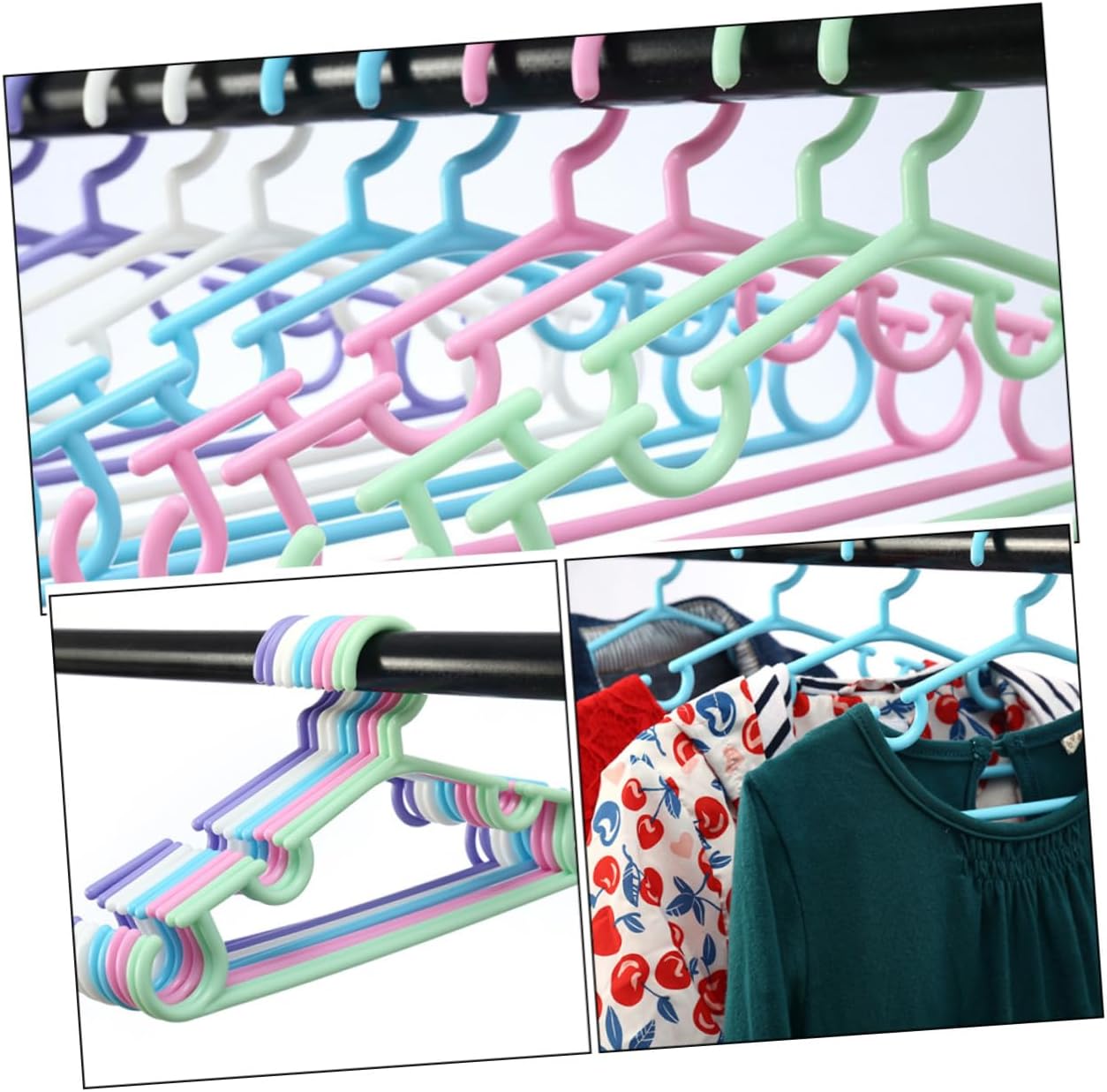 50pcs Plastic Coat Hangers for Childrens Clothes Organizer Sturdy Non-deforming Wardrobe Accessories for Boys and Closet