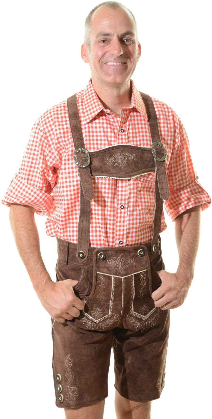 lederhosen4uMen's Bavarian Lederhosen Tracht Oktoberfest Lederhosen Brown