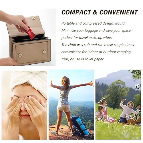 Miniatura 6 de Toallas gruesas comprimidas para desechar, pañuelos grandes de algodón para monedas, toallitas portátiles, toallas faciales para viajes y campamento