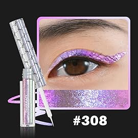 CHARMACY Chameleon Liquid Eyeliner, Liquid Glitter Eyeliner, Highly Pigmented, Metallic MultiColor Shifting waterproof Eyeliner, Ultra-Fine Tip, Longwearing, Smudge-proof (308)