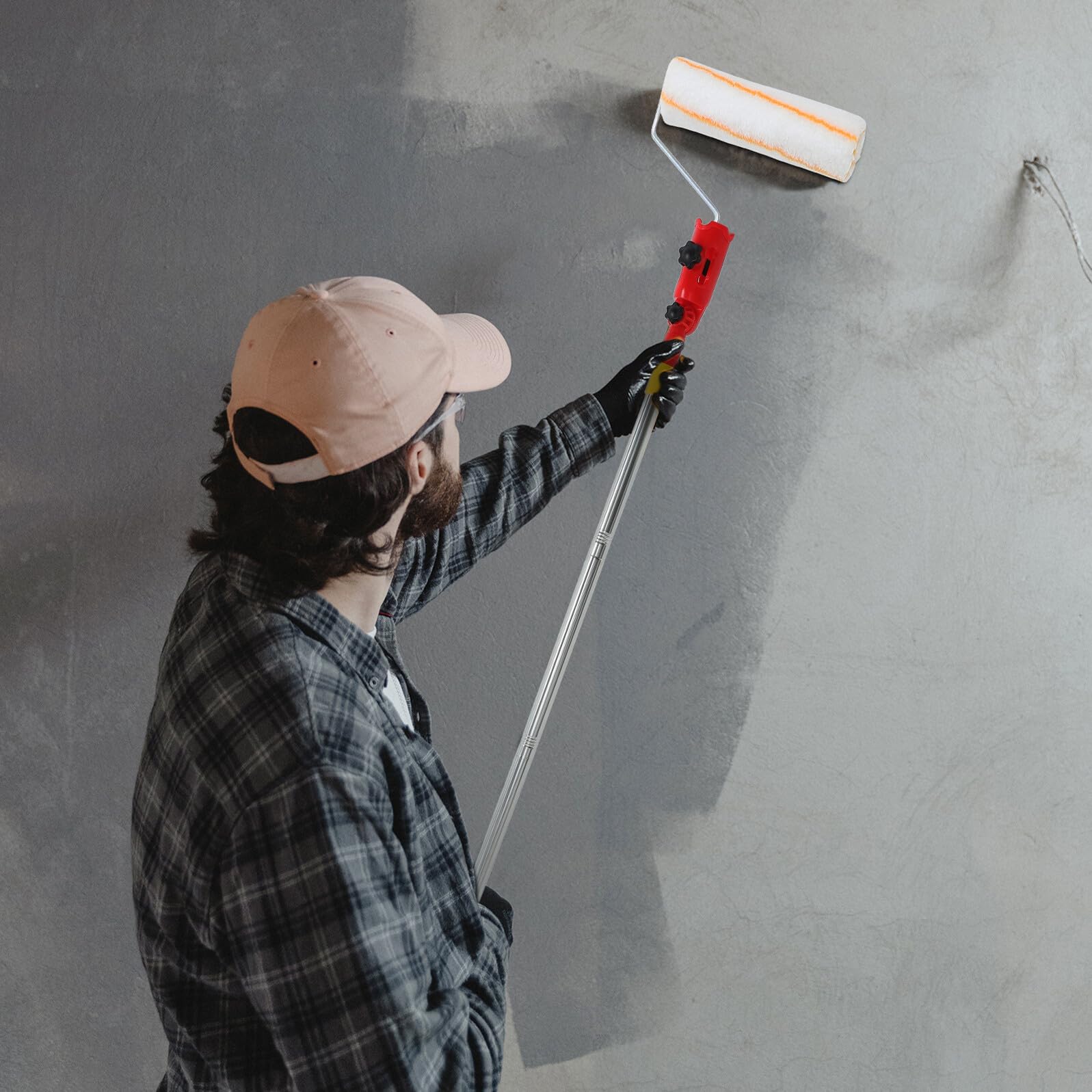 2 Piezas Extensor de Poste para Rodillo de Pintura con Abrazadera Ajustable Multiángulo, Varilla Telescópica de 1,1 M, Soporte Giratorio 360° para Pintar Paredes, Techos y Esquinas