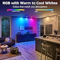 Vista 4 de LightingWill Iluminación LED empotrada de 2 pulgadas, Downlight LED inteligente WiFi, luz de techo de 5W compatible con Alexa/Google Assistant, RGB