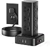 Torre de enchufes con 12 tomas de corriente y 4 puertos USB (2 USB C), cable de 6 pies 1