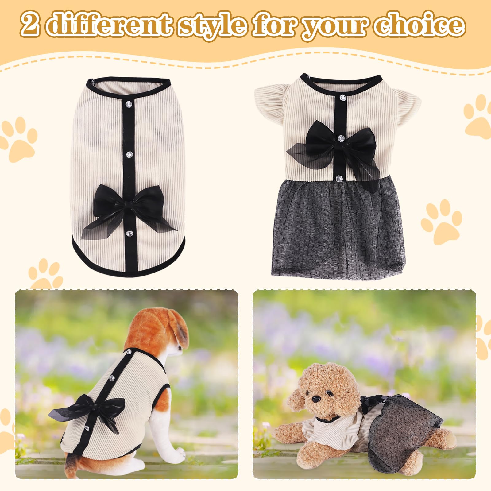 Vestito a tutù con fiocco per cani e gatti, gonna in pizzo vintage, top tank per taglia piccola e media
