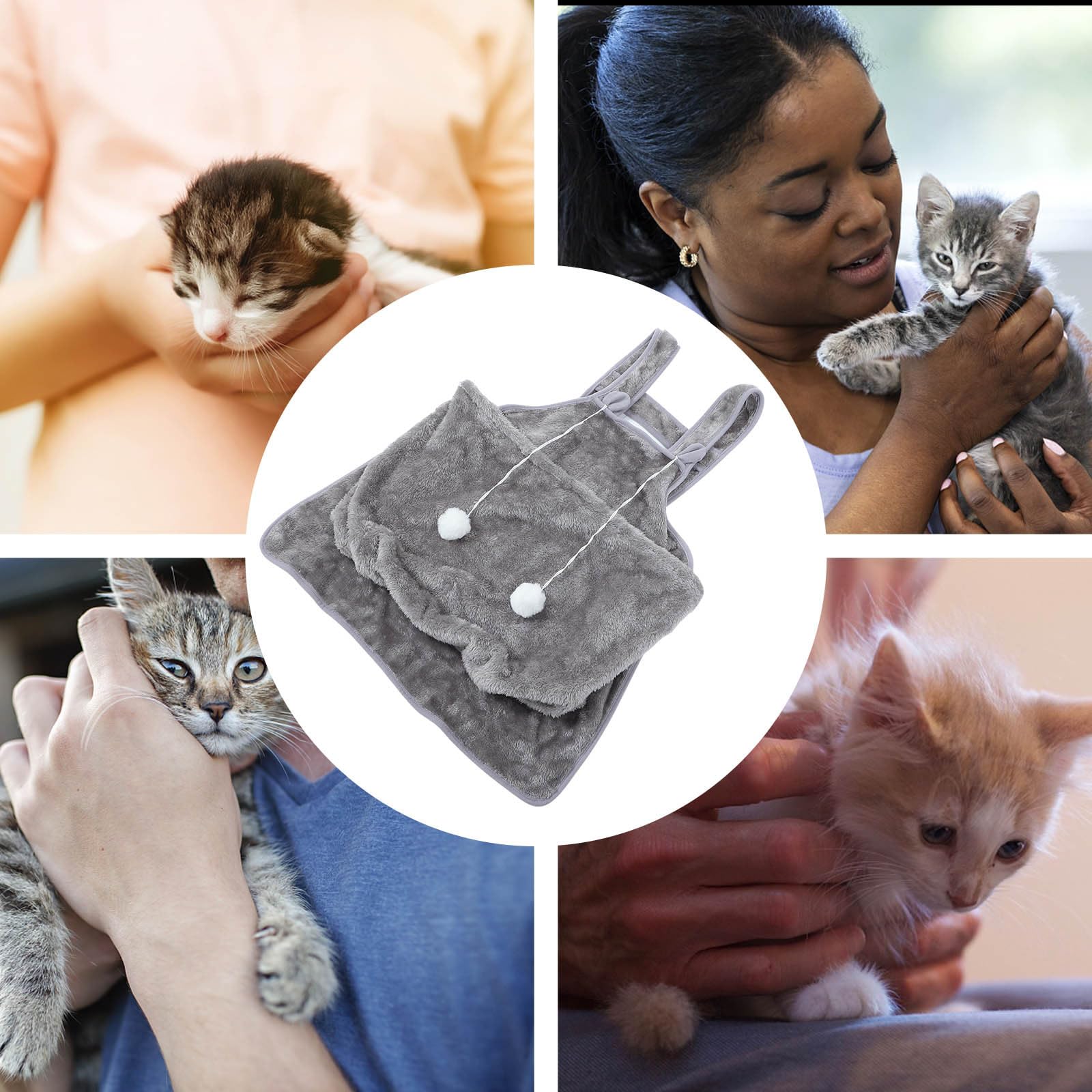 SOLUSTRE Katzentrageschürze aus Korallenvlies mit Warmem Beutel und Kängurutasche für Kleine Katzen und Haustiere Leicht und Gemütlich für Zuhause und Unterwegs