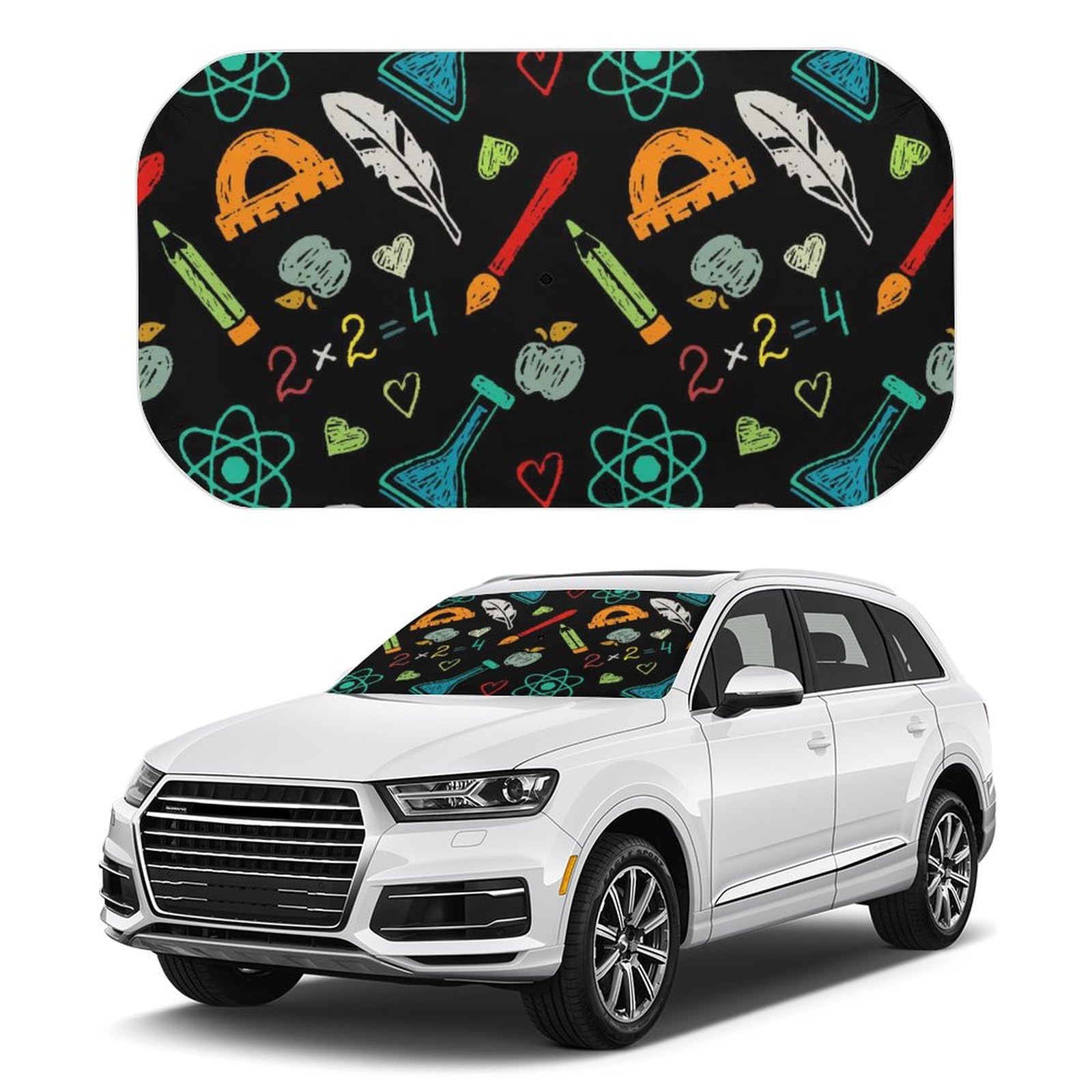 Amazon | サンシェード 数学イラスト 車用サンシェード 車用遮光