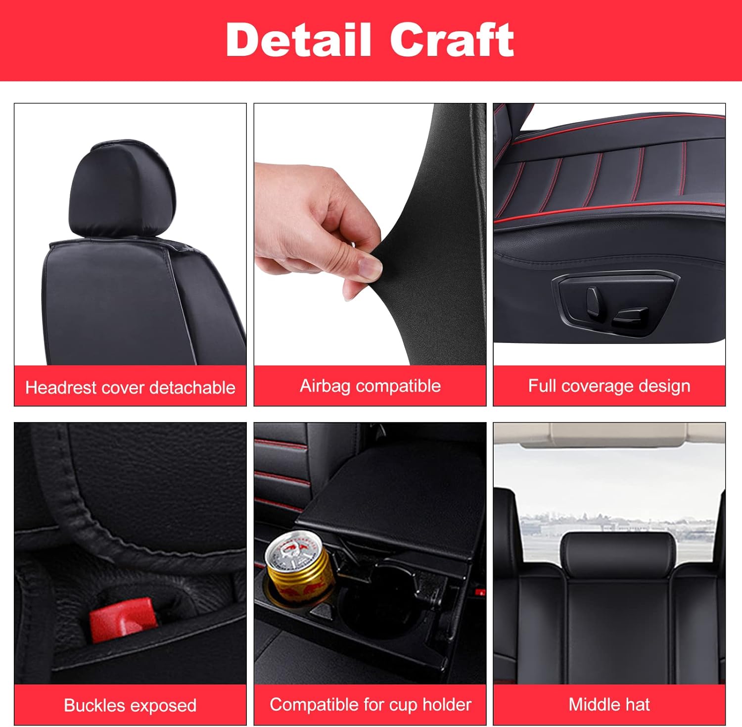 Exclusive Discount 🔥 masubons Leather Car Seat Covers Full Set, Universal Automotive Seat Covers for Most Sedans, Cars, SUVs, and Pick-up, Waterproof Car Seat Cushion Fit for Car Interior Accessories