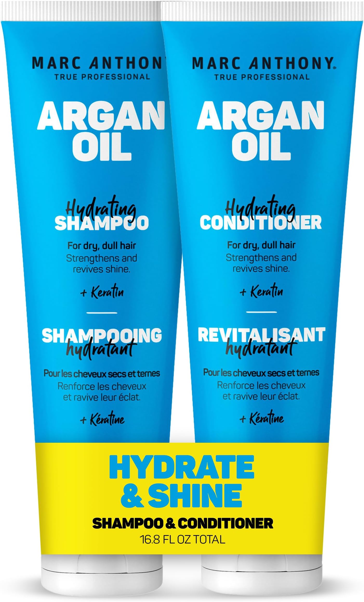 Argan Oil Shampoo & Conditioner Set with Keratin - Moisturizing & Hydrating for Dry, Dull Hair - Repairs, Strengthens & Revives Shine with Nourishing Argan Oil of Morrocco - Sulfate Free