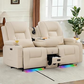 URRED Wall Hugger Power Reclining Loveseat Sofa,Beige68.1" - 2 Seats
