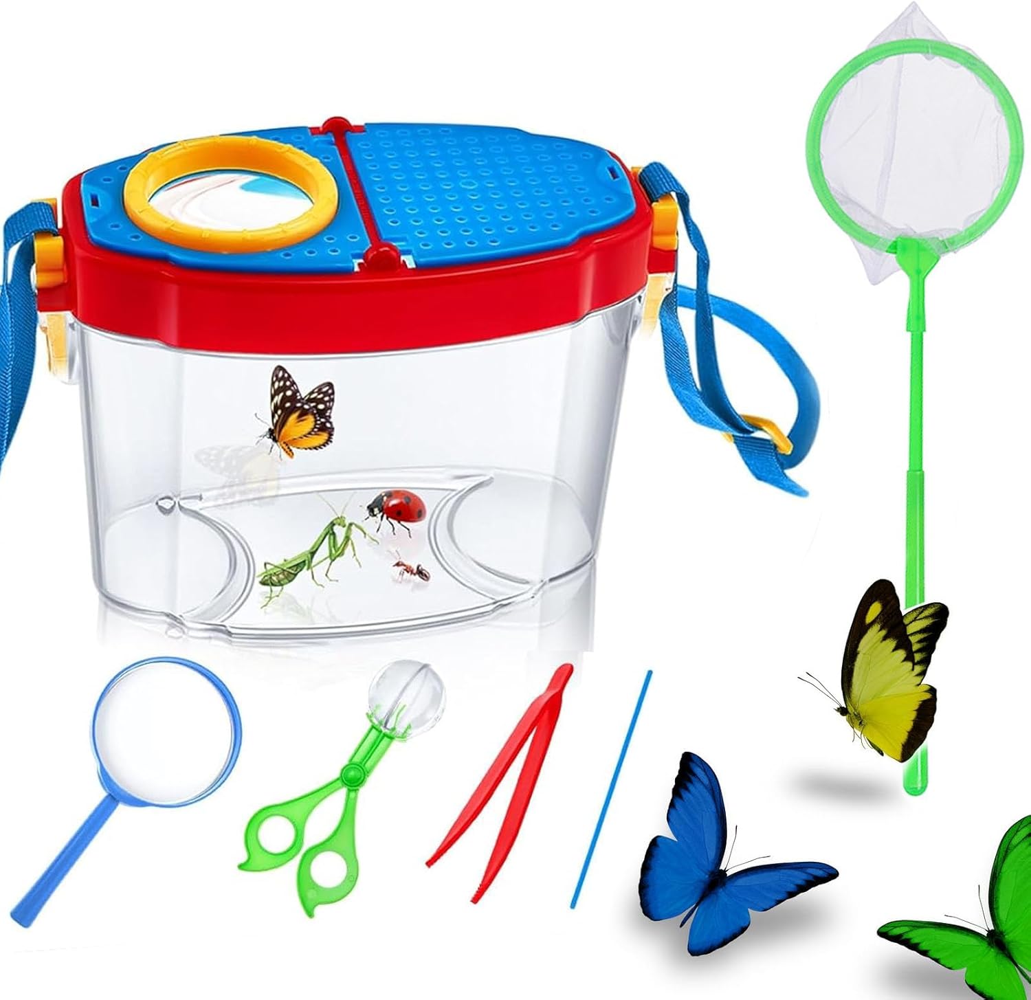Insect Observation Box with Magnifying Glass - Outdoor Catcher Magnifying Glass Tweezers Practical Exploration Kit for Nature Lovers