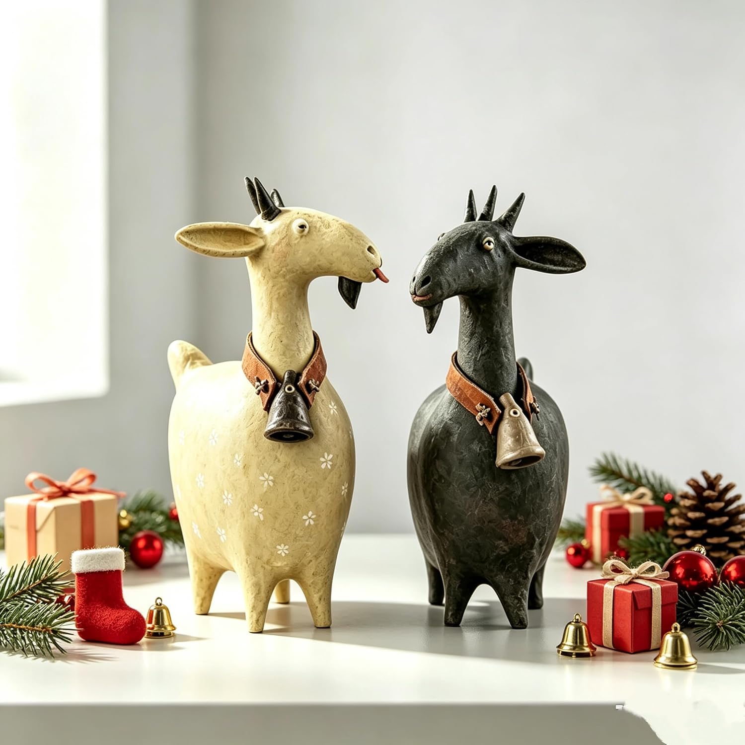 Hand Carved Wooden Goat Figurine Farmhouse Rustic Decor