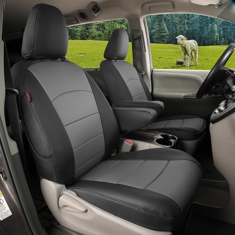 Capa para Bancos Toyota Sienna 2011–2020 7 Lugares, Couro Sintético Preto/Cinza, Ajuste Sob Medida, Kit Completo