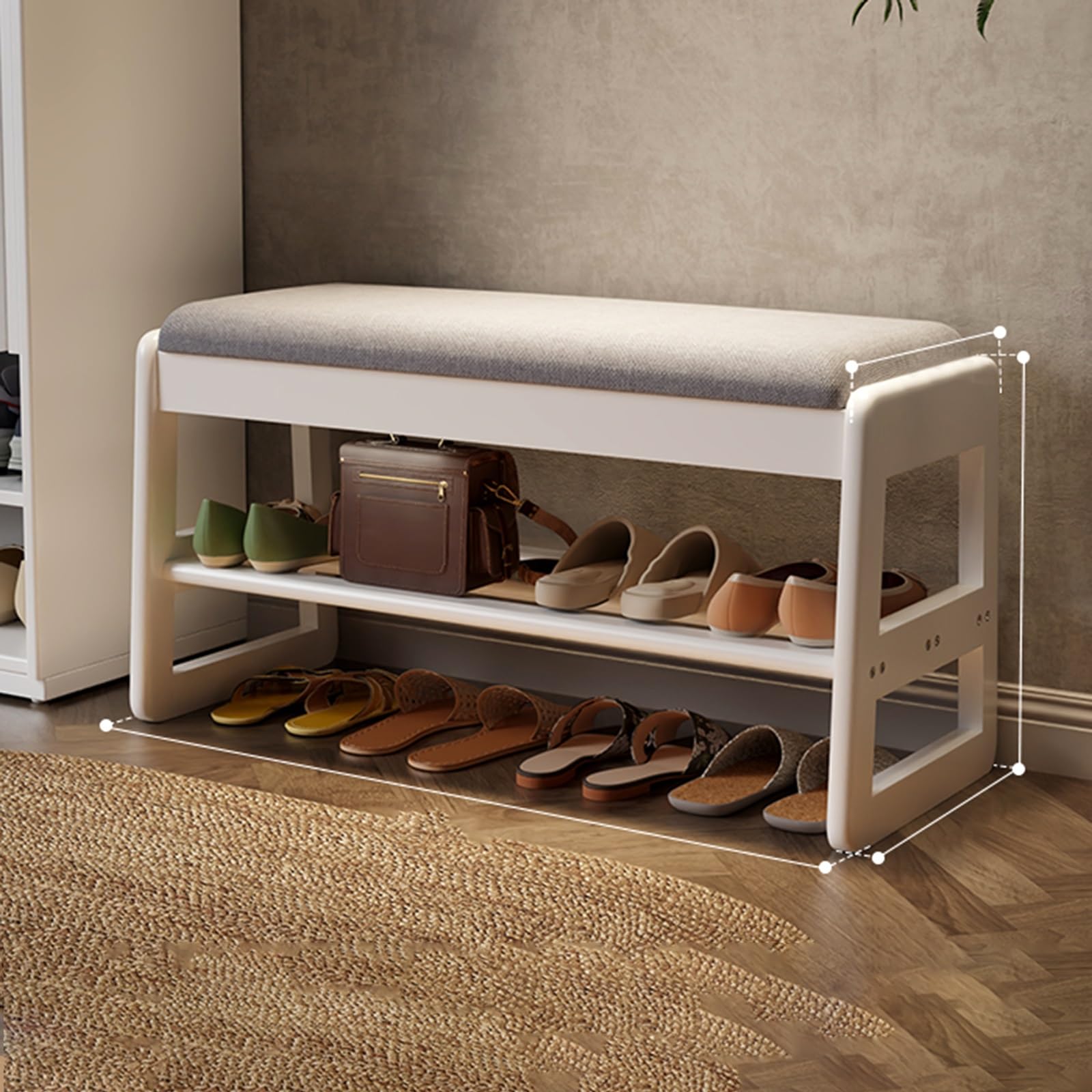 Schuhschrank Schmal Shoe Bench With Padded Cushion Vertikaler Schuhregal Schuhkommode Mit 2 Fächern Schuhschrank Klein Schuhaufbewahrung Für Eingangshalle Hallway Schuhschrank(Wit,80x34x40cm) Küche, Haushalt & Wohnen