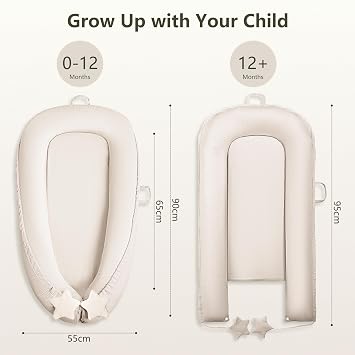 Susurration Baby Nest Pod for Newborn, Portable Smooth Microfiber Baby Lounger Sleep Pod, Baby Essentials Gifts for Baby Boys&Girls Home and Travel (Beige)