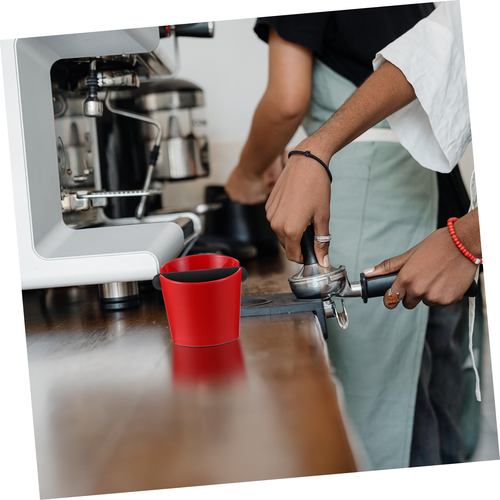 Czerwone pudełko do kawy espresso, wysokotemperaturowa konstrukcja z tworzywa sztucznego, do domowych barów i kawiarni, akcesoria do robienia kawy