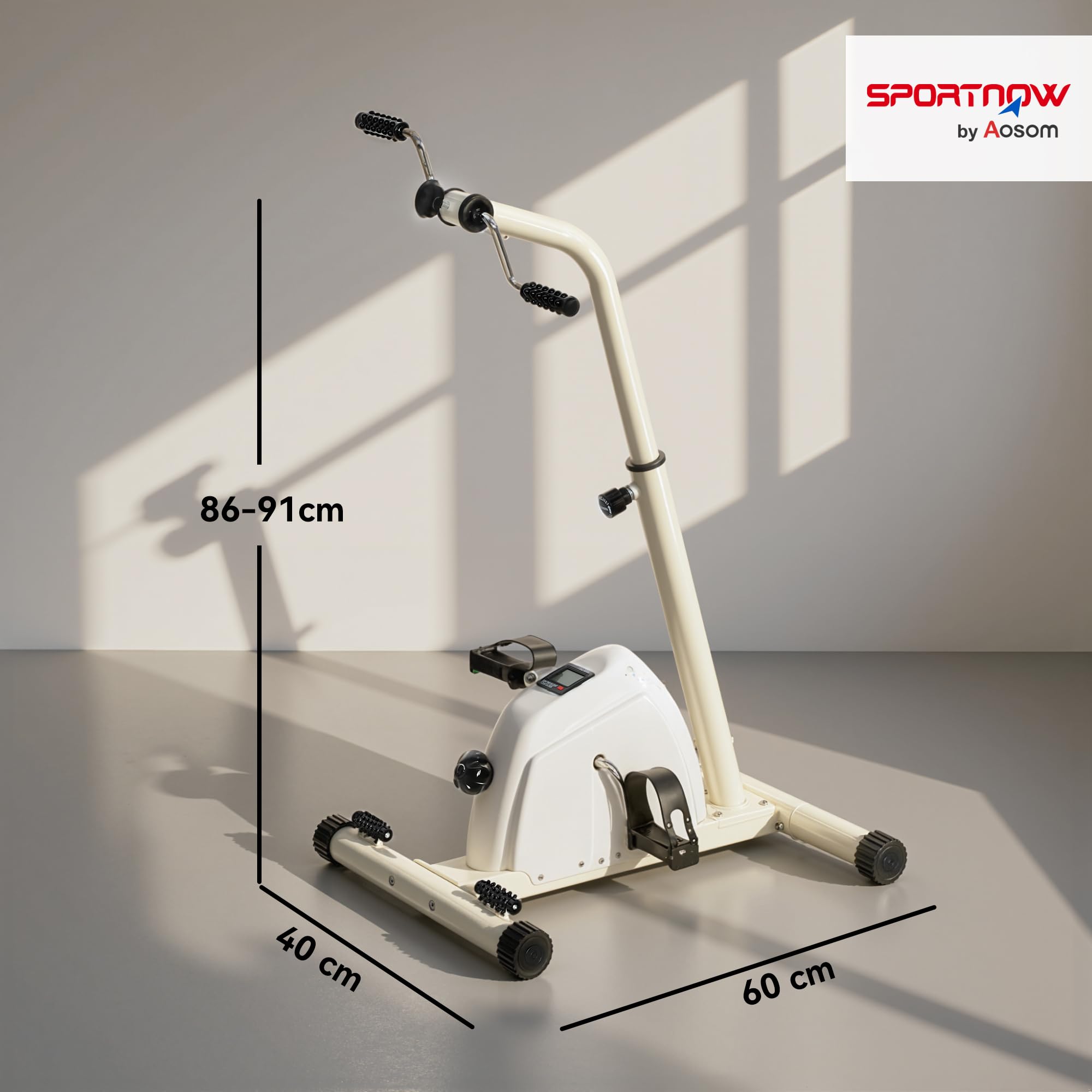 SPORTNOW Vélo d'entraînement pour la rééducation des bras et jambes, hauteur réglable, résistance ajustable, écran LCD, rouleaux de massage