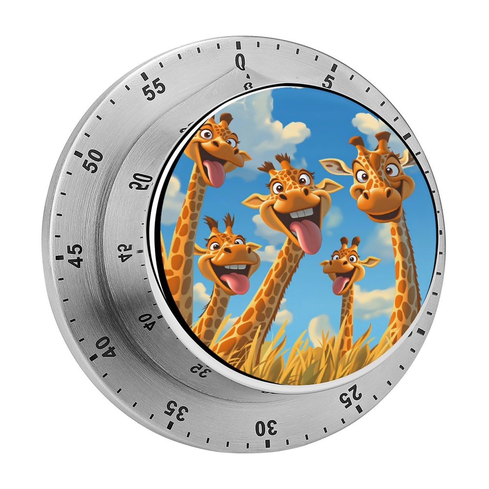 Funny Giraffe 60 Minute Wind Up Timer,Visual Mechanical Magnetic Timer with Loud Alarm for Kitchen
