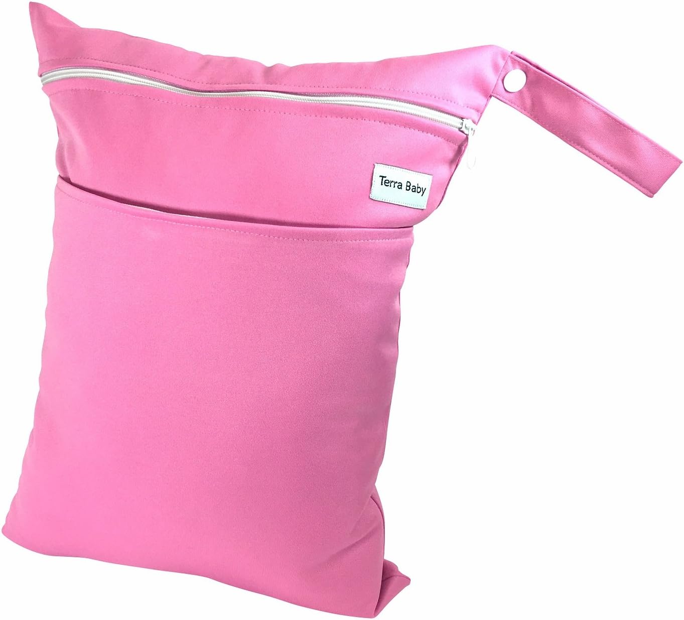 Baby Wet and Dry Bag for Nappies and Burp Cloths - Reusable and Waterproof (Hot Rose Pink)