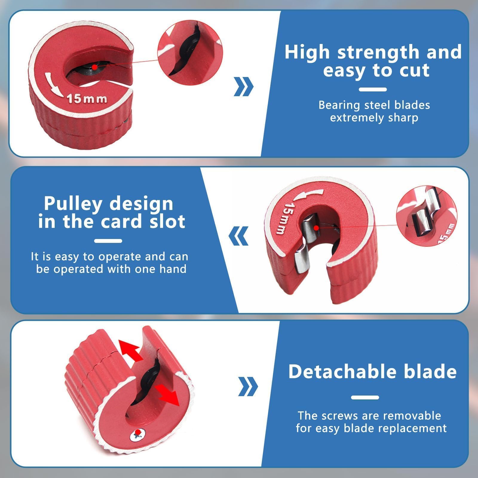 VZU 2PCS Pipe Cutter 15mm and 22mm Copper Pipe Cutter, Tube Cutter Set including 2 Pipe Cutting Wheel Blades - Image 3