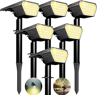 6 Pack Solar Spot Lights Outdoor,Auto On/Off Solar Lights Outdoor Waterproof IP65,2-in-1 Solar Powered Outdoor Landscape Lighting,Solar Lights for Outside Yard Garden Pathway Warm White [Energy Class A+++]