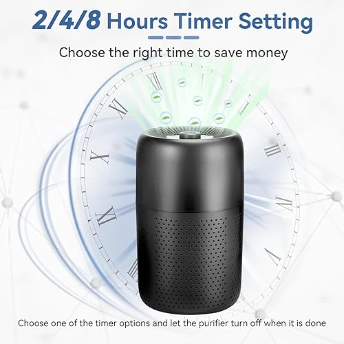 Miniatura 7 de Paquete de 2 purificadores de aire YARIKI para dormitorio y hogar con función de aromaterapia, purificador de aire pequeño con control de velocidad