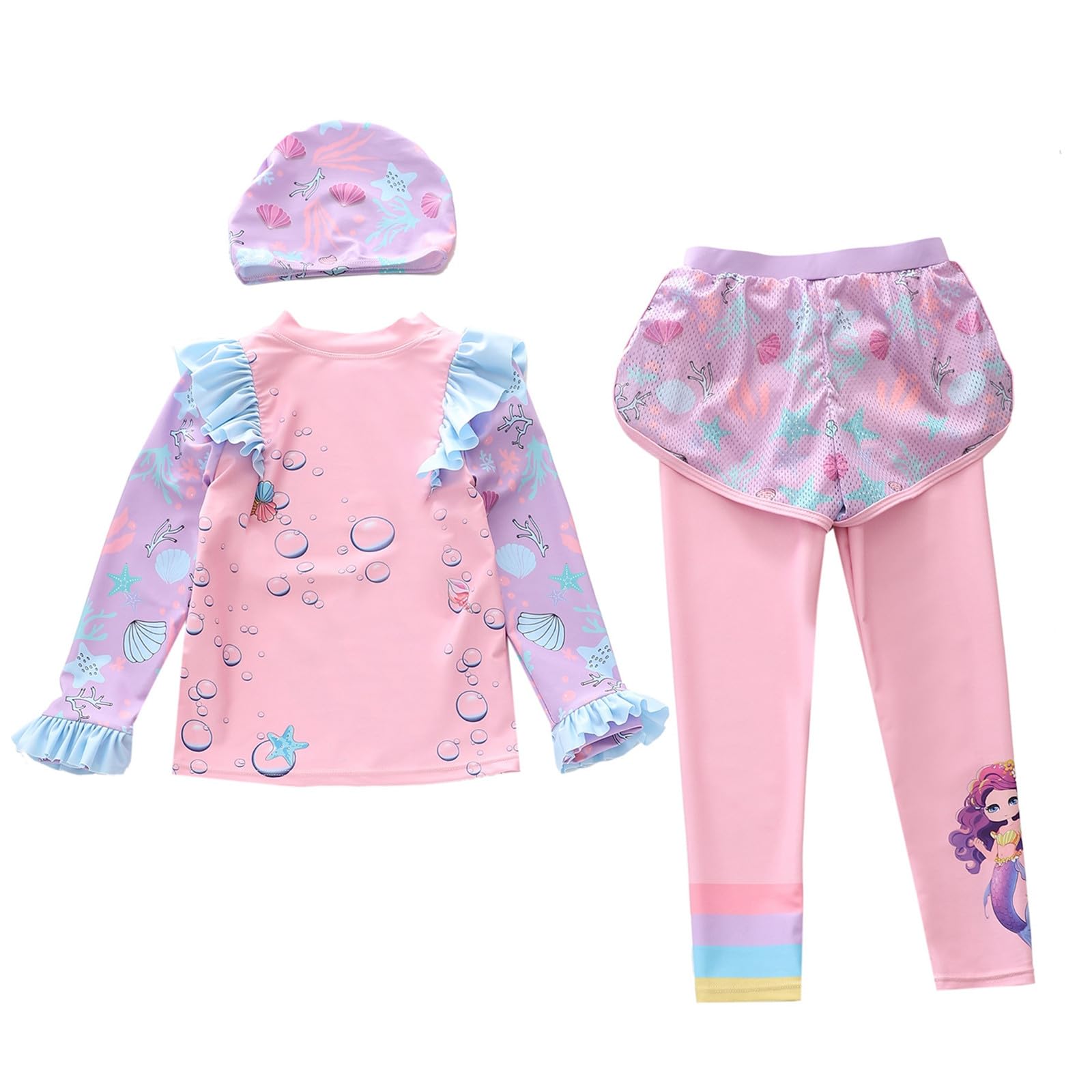 MäDchen Traje de baño infantil para niña, falda tricolor, traje de baño de dos piezas para bebés y estudiantes (314 años)