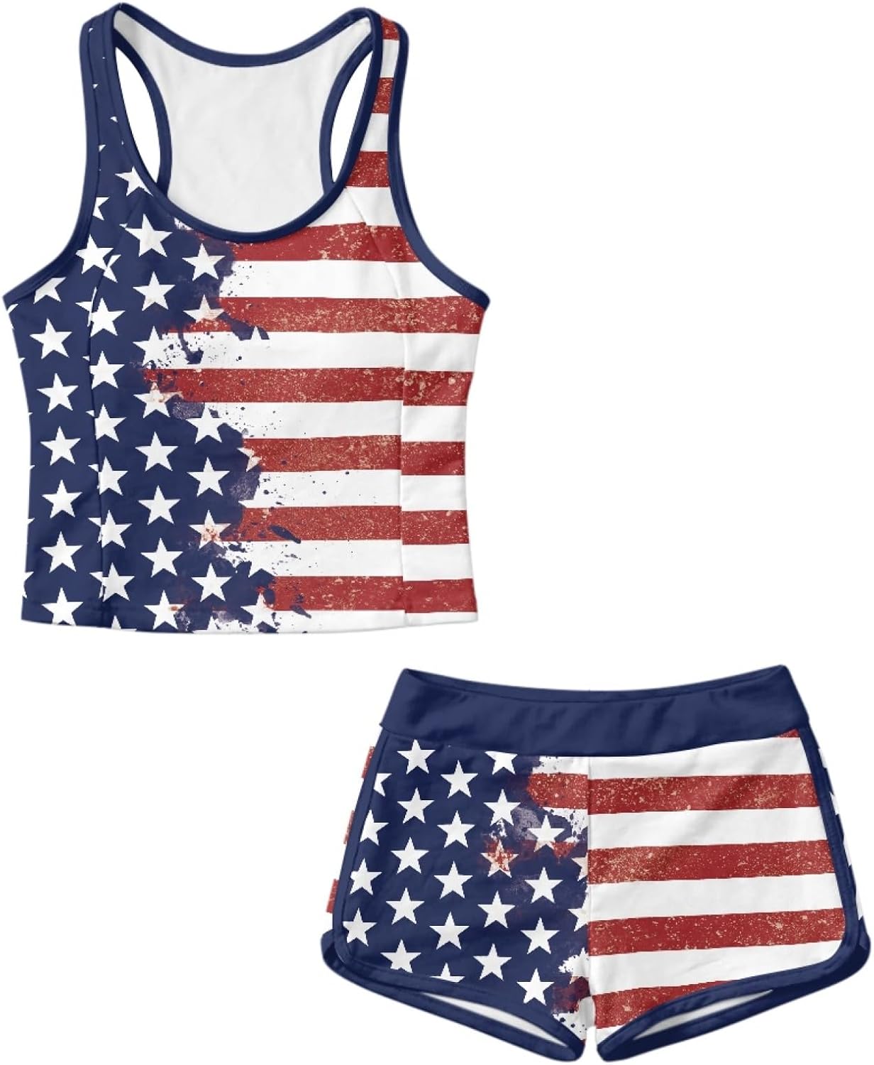 Girl's Tankini Bathing Suit, 2 Piece Modest Beachwear with Shorts Tummy Control Swimsuit for Summer Vacation