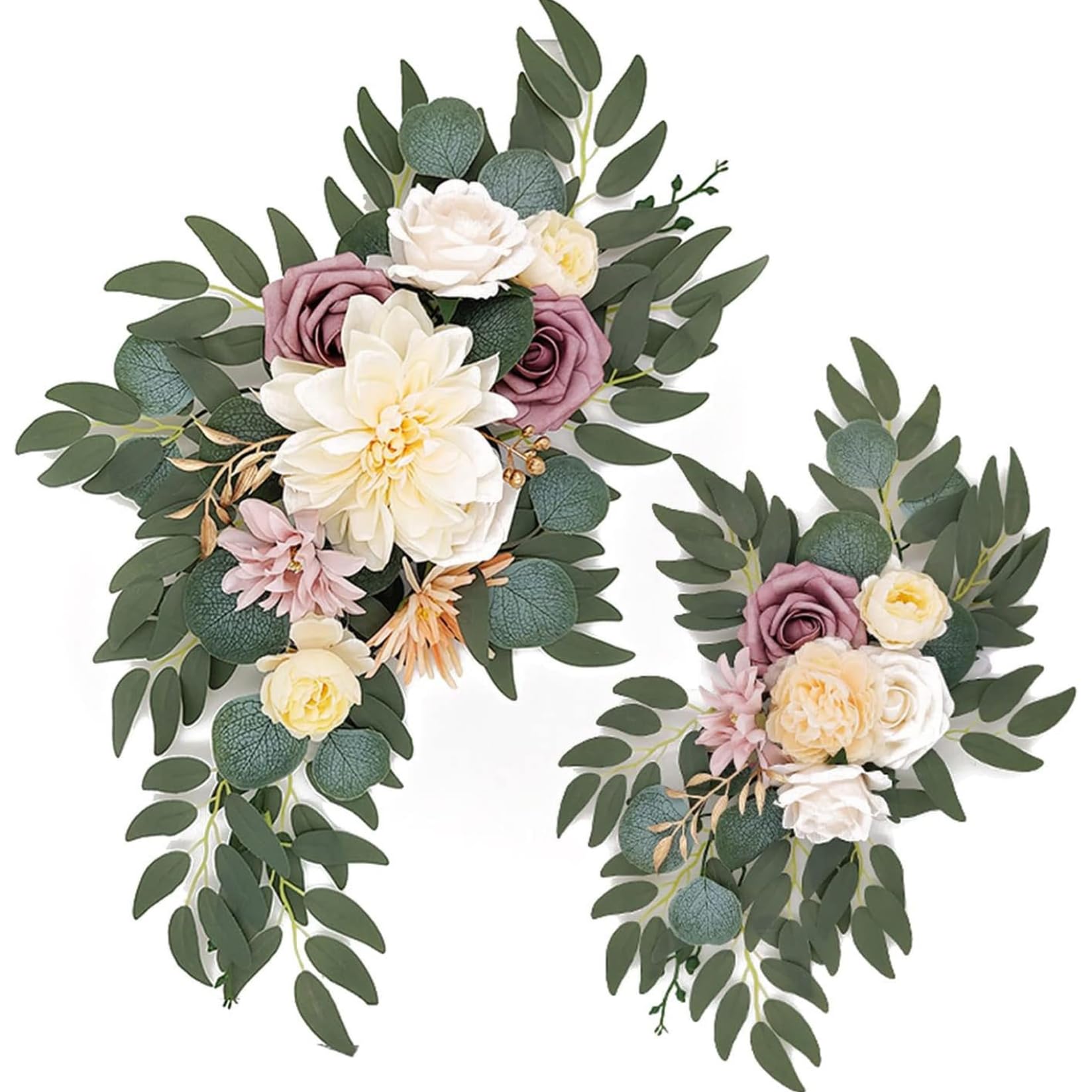Veesper Style 1 Floral Swag, 2Pcs Artificial Wedding Arch Flowers, Lifelike Rose Flower Swag, Diy Arch Flowers For Wedding Ceremony Backdrop Table Decor,