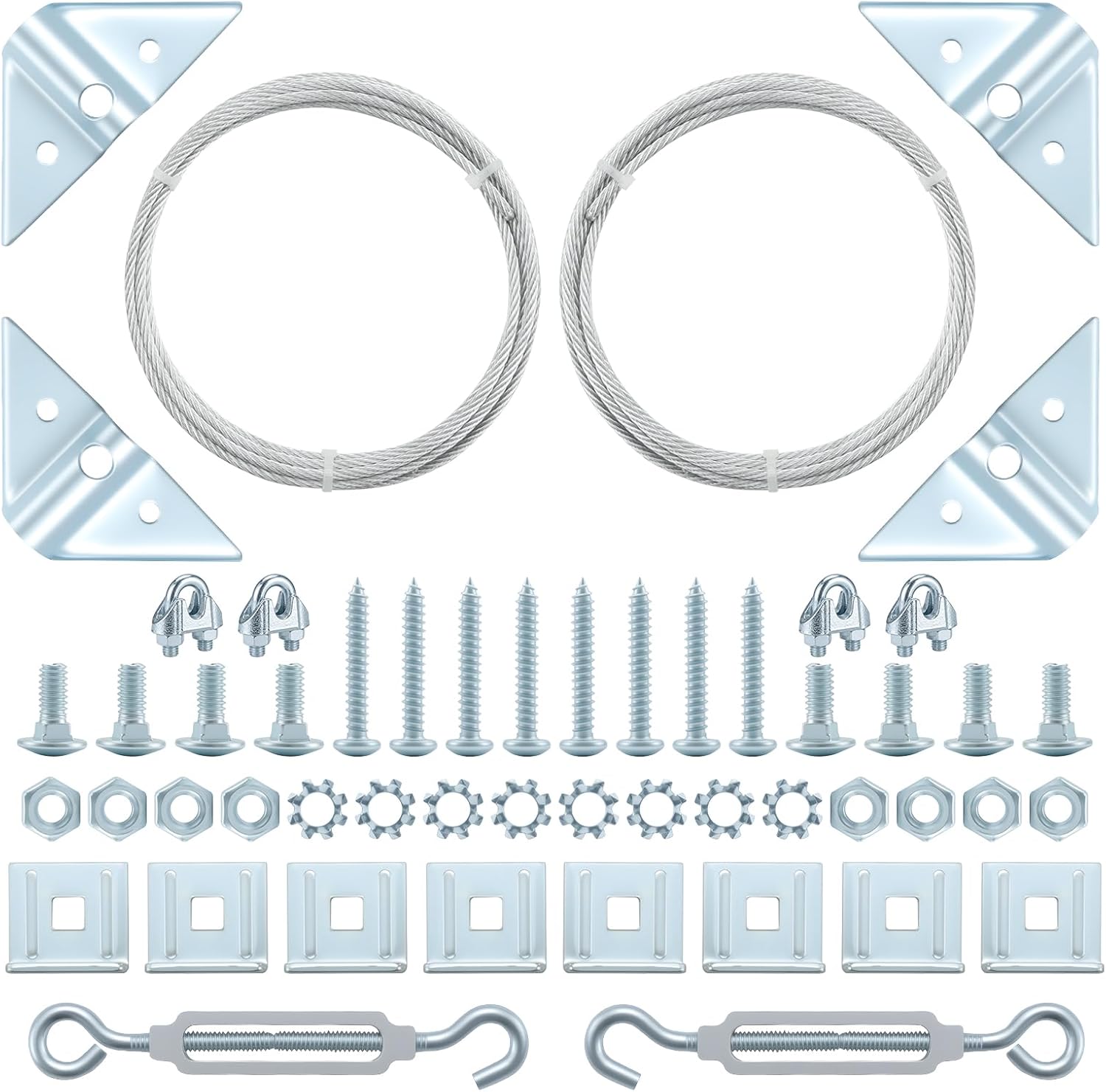 HOME MASTER HARDWARE 2 Pack Anti Sag Gate Kit for Wooden Fence Repair, Zinc Plated Steel, Anti-sag Gate Hardware Kit - Turnbuckle, Hooks, Heavy Steel Cable(7.5ft), Screws