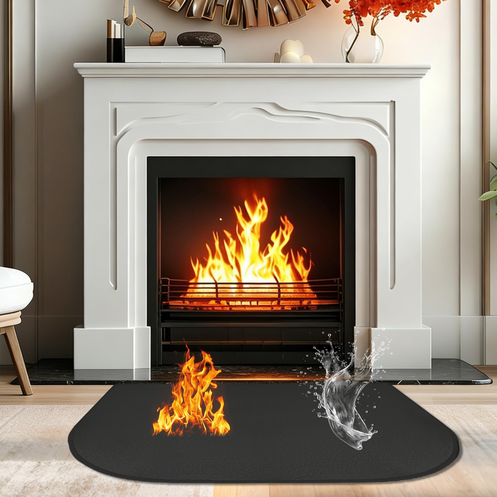 Alfombras Ignifuga para Chimenea, 80x50cm Esterilla Ignífuga para Chimenea, Placa de Protección contra Chispas, Protector Suelochimenea, Antichispas para Chimeneas para Chimenea, Estufa, Barbacoa