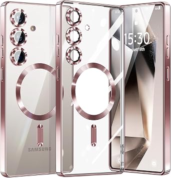 for Samsung Galaxy S23 FE CaseOnly.Magnetic Cover for S23 FE. Glossy Slim Thin Soft funda capa para for Galaxy S23 FE 6.4 inch.Compatible with MagSafe Rose Gold