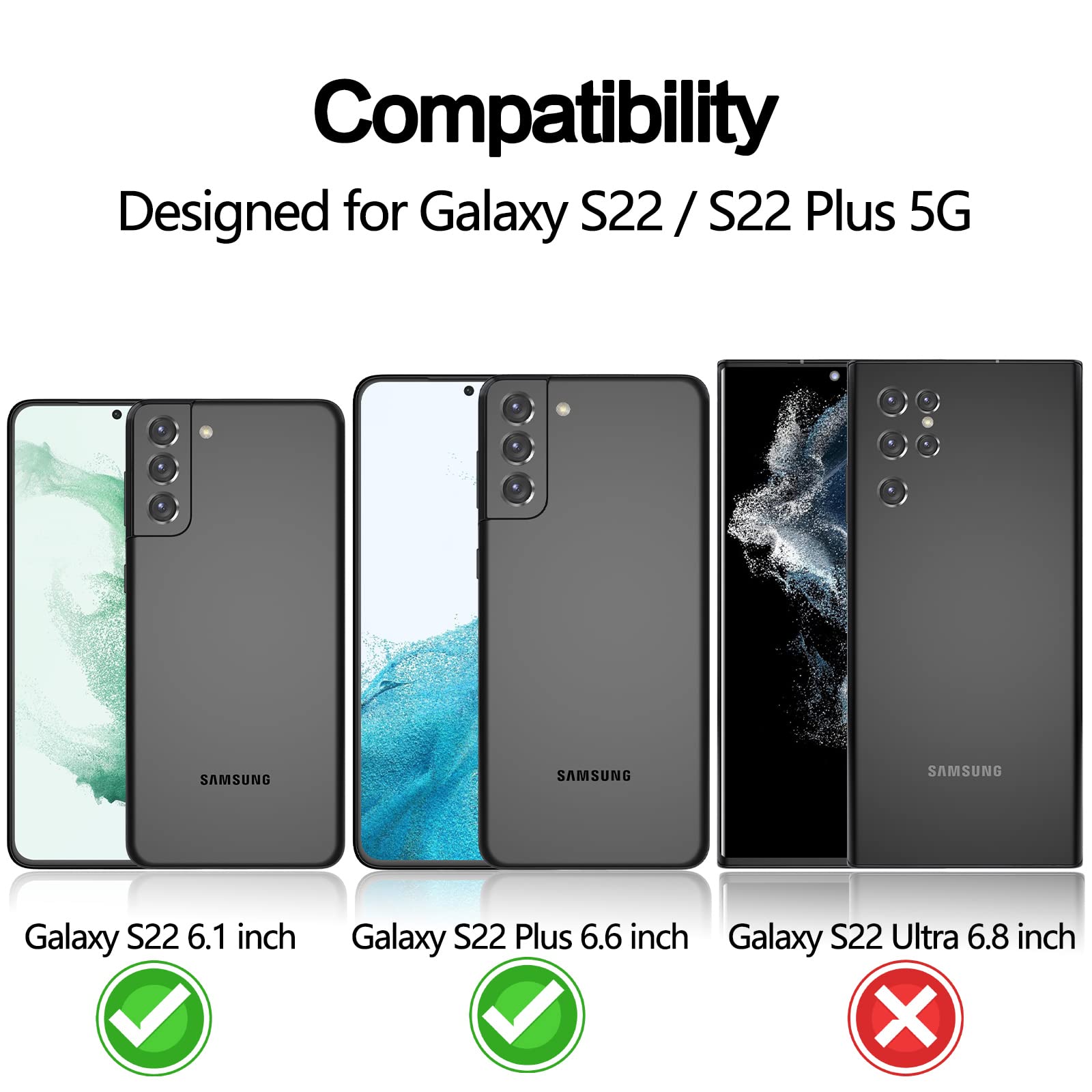 YWXTW 3-pak do Samsung Galaxy S22 / S22 Plus osłona obiektywu aparatu, szkło hartowane 9H, odporne na zarysowania, ultracienkie