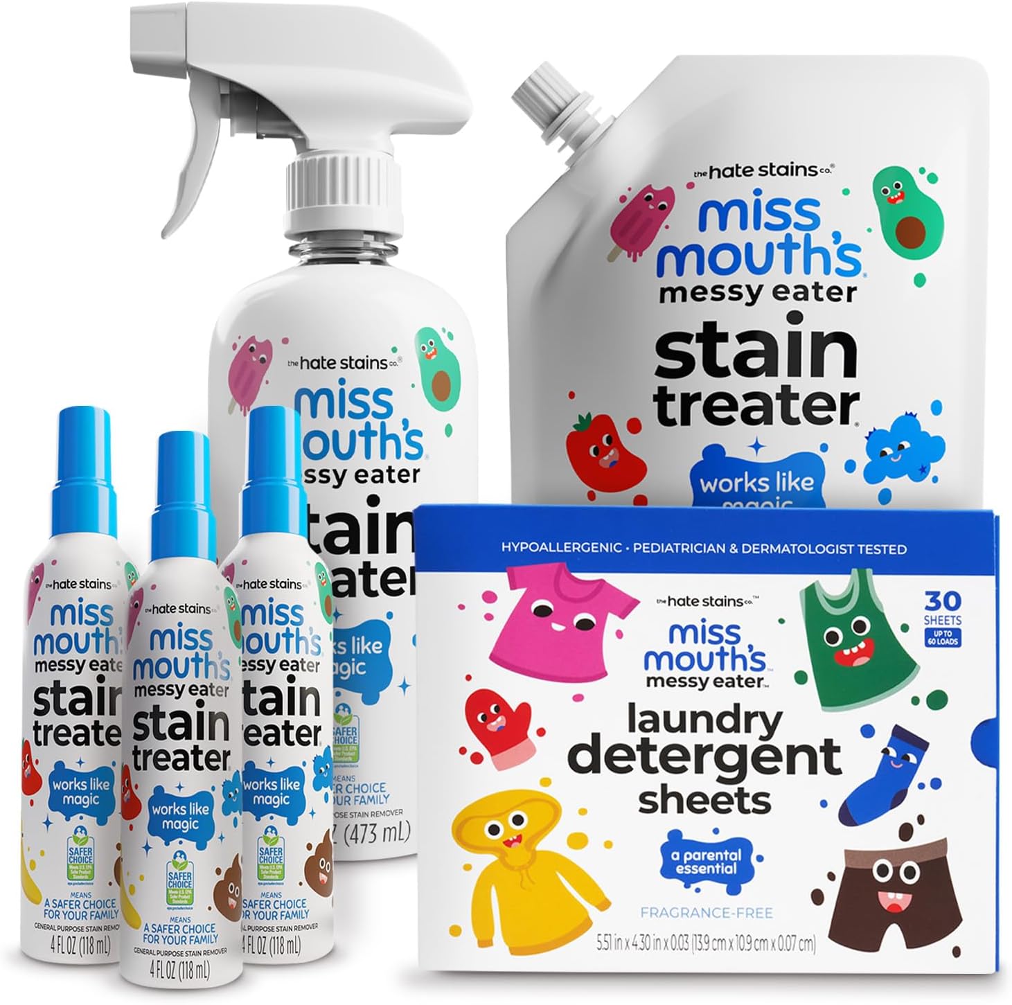 Miss Mouth's Messy Eater Stain Treater Ultimate Laundry Bundle with Stain Treater and Detergent Sheets