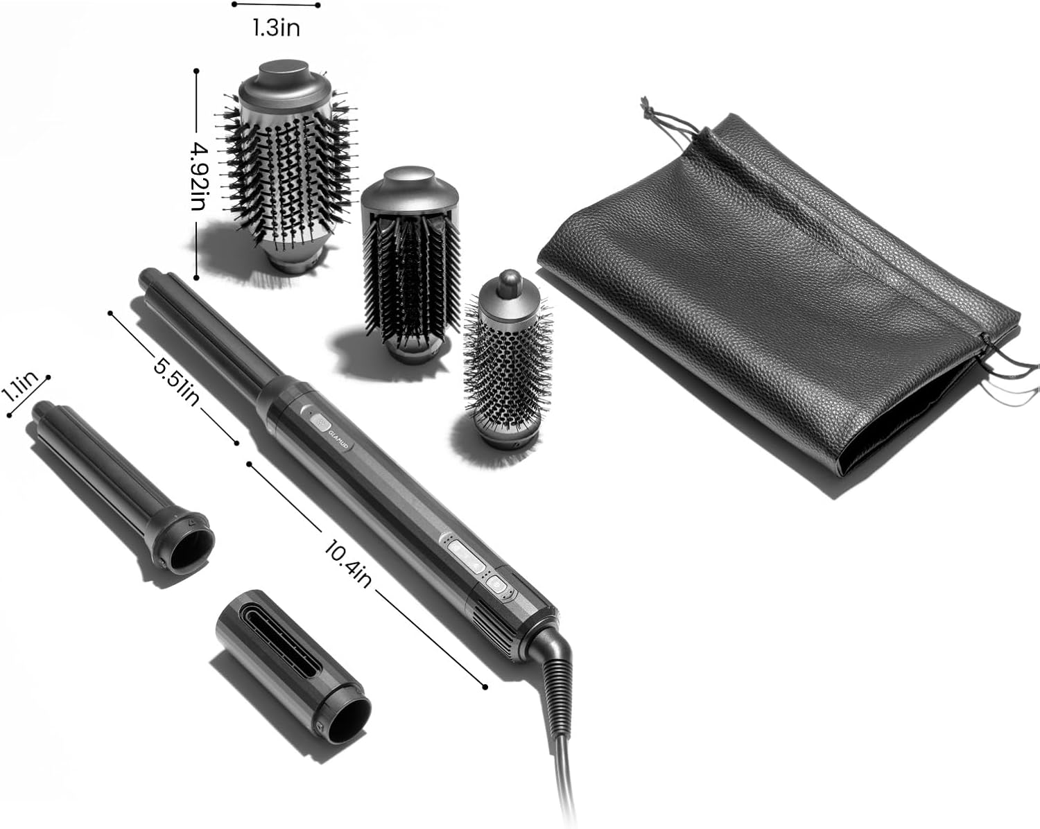 GLAMUP® FusionPro™ 6 in 1 Hot Air Styler- Wrap Curler & Thermal Brush Straightener, High Speed Hair Dryer, Round Brush, Volumizer, Hair Styling Gift Set with Travel Bag, Blow Dryer Brush - Image 6