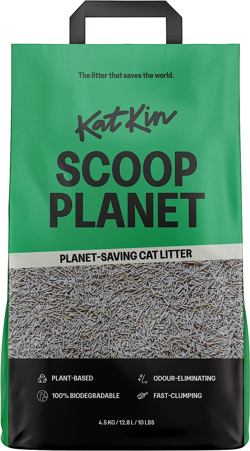 KatKin Scoop Planet Litter (bolsa de 4.5 kg/12.8 L): ahorro de planetas, a base de plantas, arena aglutinante para gatos hecha con fibra de guisante y mijo no tóxica, ecológica (2)