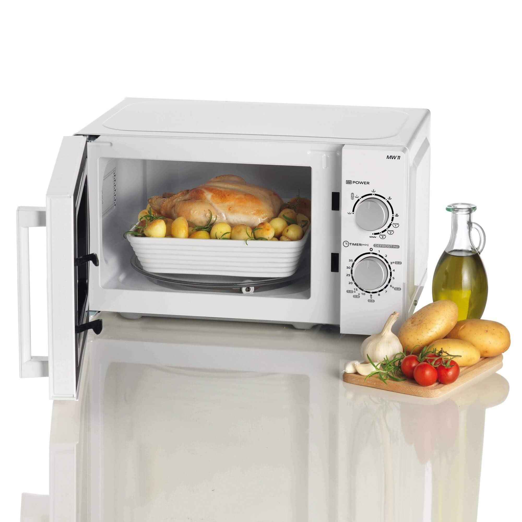 Ariete 952, Forno a Microonde Combinato, 20 litri, Riscalda, Cuoce e Scongela, 5 Livelli di Potenza, 3 Funzioni Combinate, Grill, Piatto Girevole 25.5 cm, Timer 35 minuti, Bianco