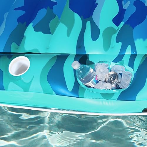 Miniatura 4 de SWIMLINE Sumo - Balsa flotante extragrande para piscina para adultos y niños, con gran reposacabezas, portavasos, enfriadores de hielo y línea de