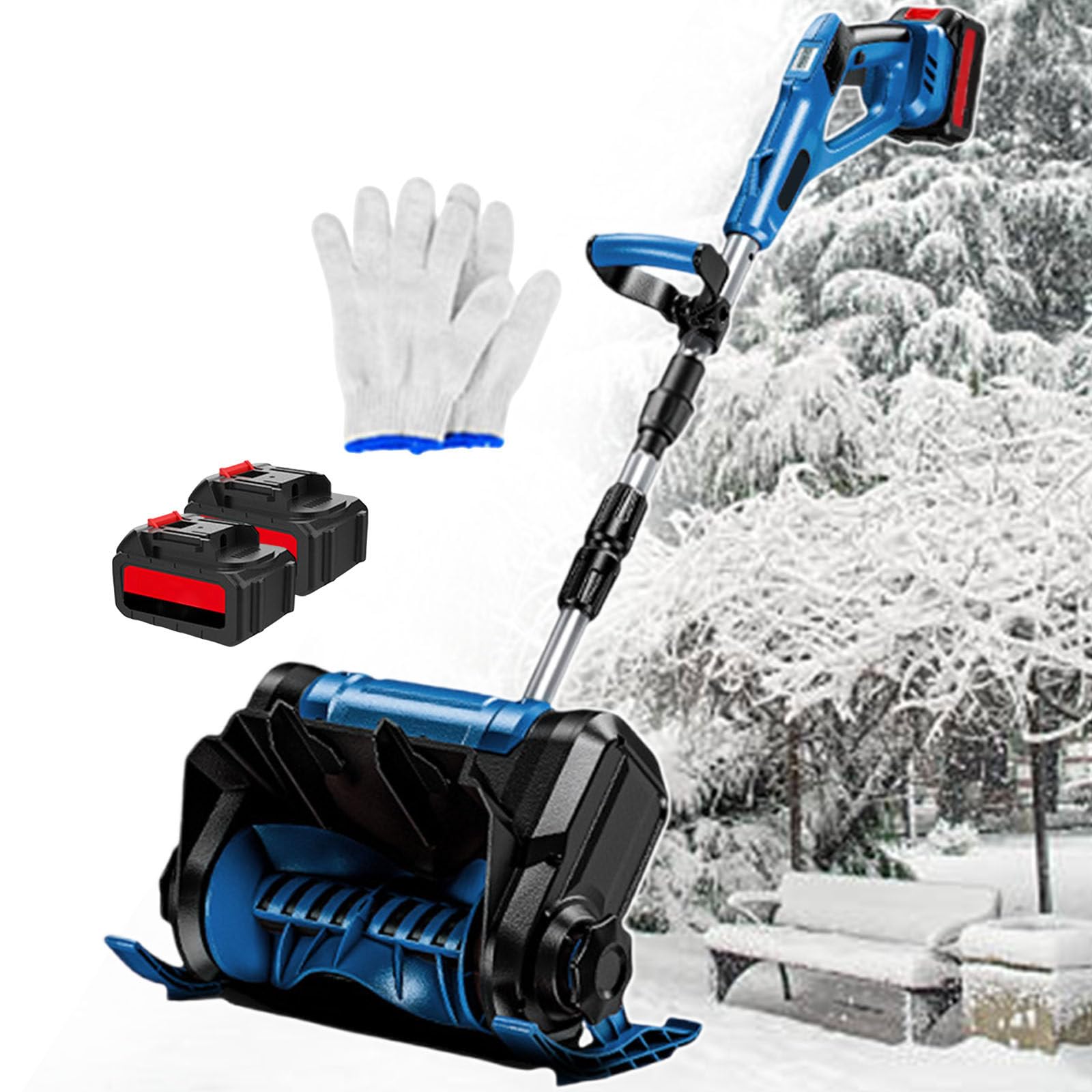 Pala da neve elettrica senza fili, ricaricabile, distanza di lancio di 8 m, in lega di alluminio, pieghevole per cortile, fabbrica, parco giochi