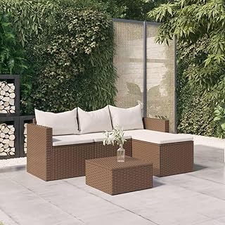 Willood 3 TLG. Garten Lounge Set mit Kissen Poly Rattan Braun gartenmöbel Outdoor Balkon Lounge Rattan Garten
