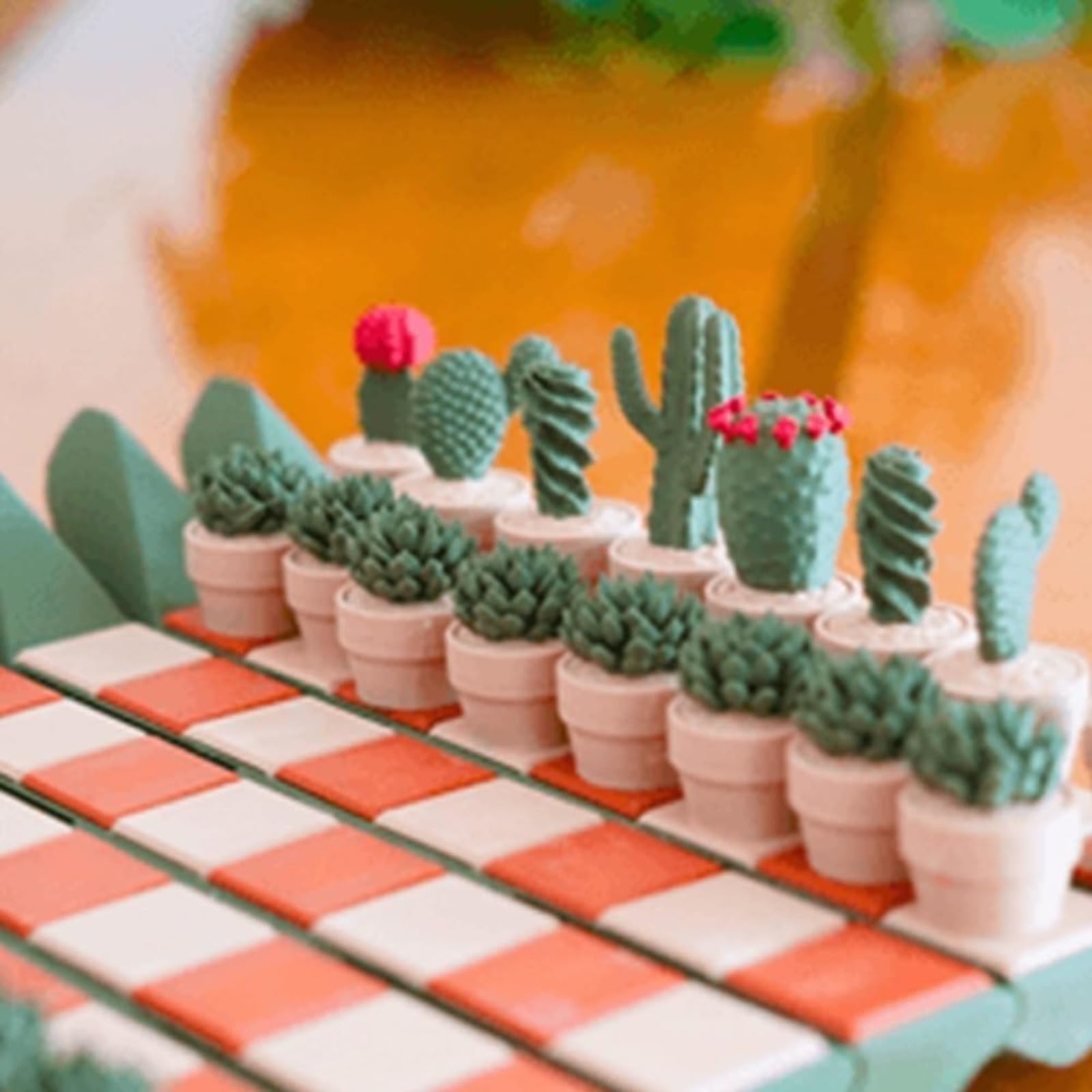 Set di scacchi a forma di cactus, scacchiera con monete a tema cactus, set di scacchi magnetici portatili, scacchi portatili stampati in 3D