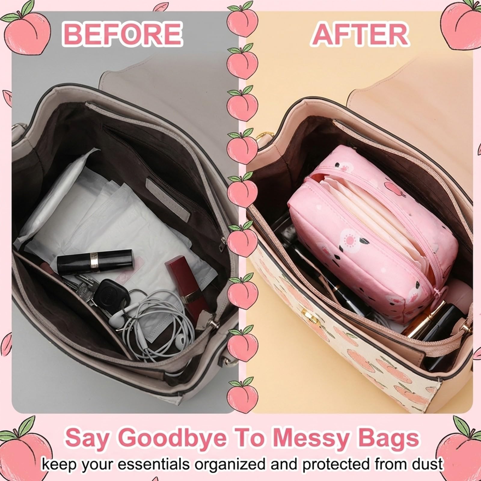 3Pz Bolsa para Guardar Compresas, Bolsa de Menstruación Sanitarias, Bolsa de Períodos Portátil, Bolsa Menstrual, Bolsa de Almacenamiento Reutilizables con Cremallera, para Mujeres Adolescentes Niñas — view 6