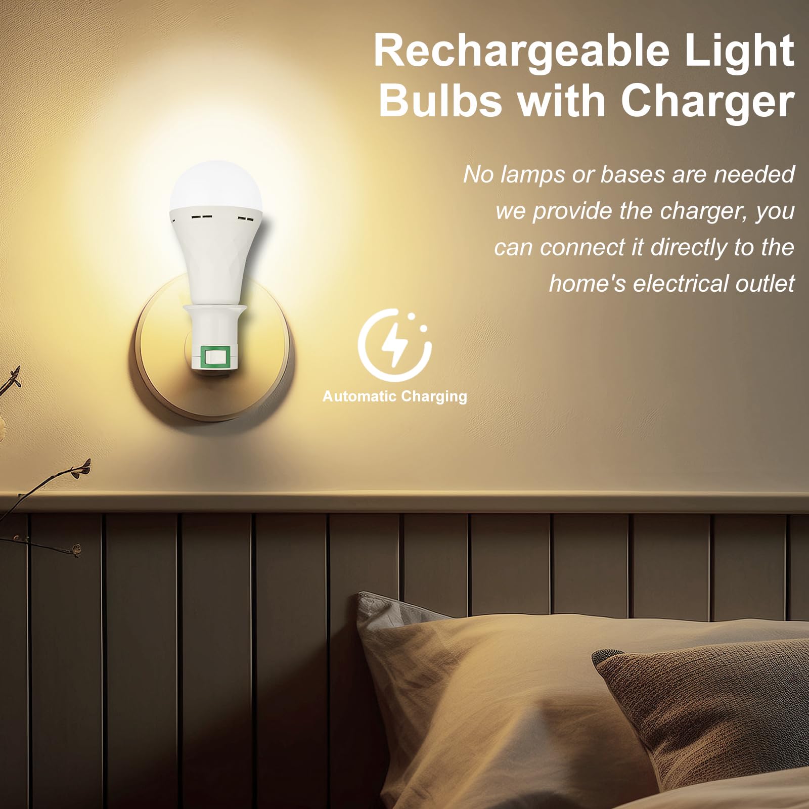 Ostwiki Wiederaufladbare Glühbirnen, batteriebetrieben, Notfall-Leuchtmittel für Stromausfall, Camping, Outdoor, Hurricane, 9 W, E27, 8500 K, 1200 mAh, Weiß, entspricht selbstaufladenden