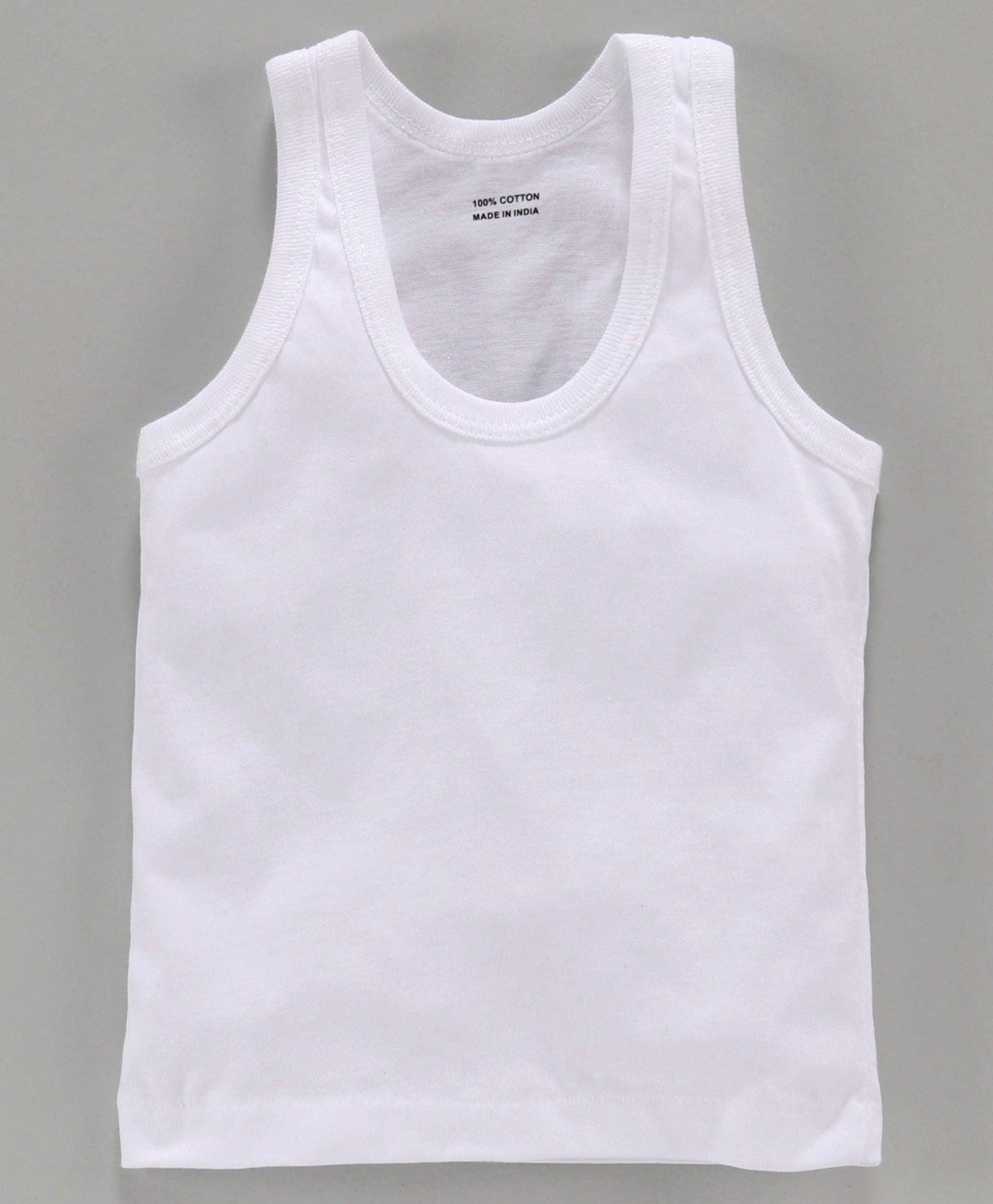 Baba & Baby Cotton Printed Vest baniyan for Baby Summer wear Sleeveless for Kids (12 Months-18 Months, White Pack of 3) 1
