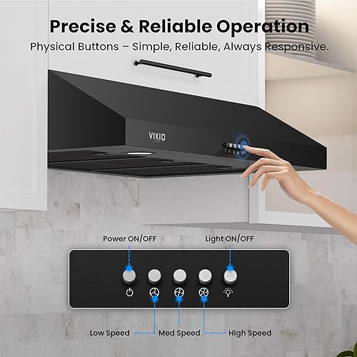 Miniatura 4 de Campana extractora debajo del gabinete de 36 pulgadas, 580 CFM de ventilación de cocina de doble motor con luces LED, control de botón, campana de