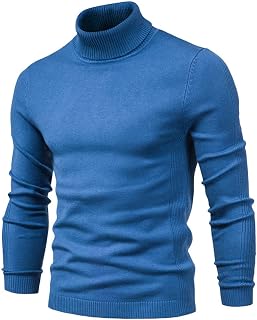 FJIAOXINPONG Men'S Turtleneck Casual Knit Sweater - Men'S Solid Color Pullover Sweater,Autumn And Winter Keep Warm Casual Jumper Sweater,Fashion Pit Strip All-Match Basic Bottoming Shirt