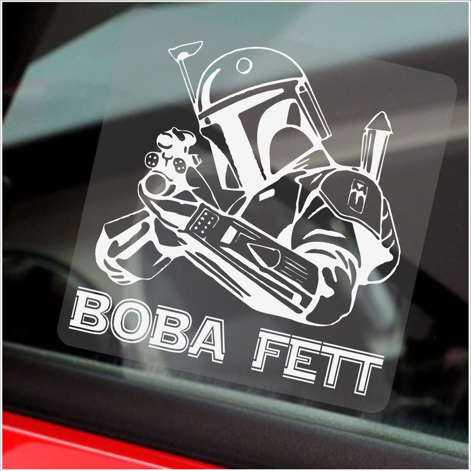 1 x Boba Fett Aiming Gun Sticker Star Wars Sign The Mandalorian Inspired Car Window Graphic Vinyl 100mm