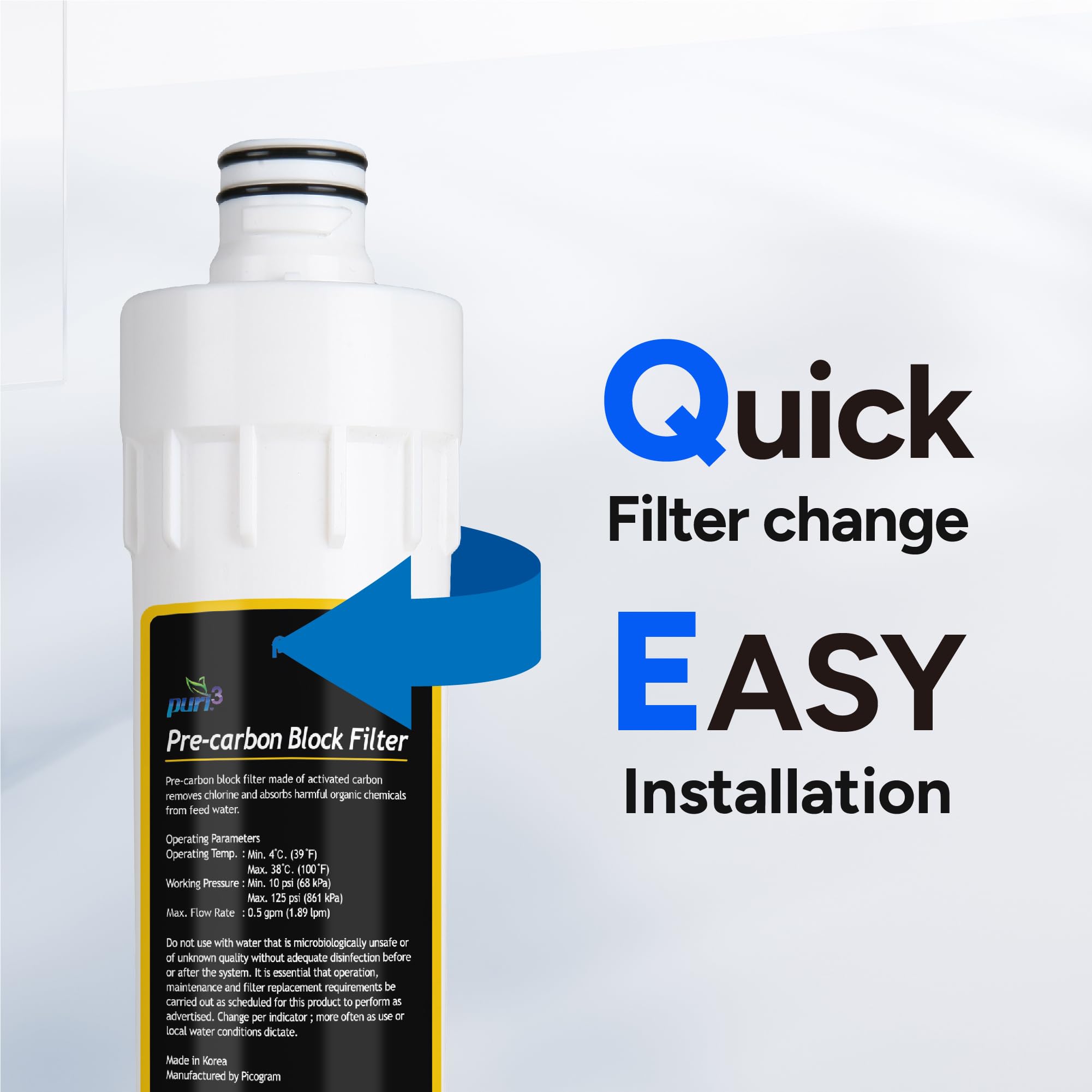 Puri 3 EFRO - Sistema de filtración de agua para debajo del fregadero PPU-1100RO reduce el cloro de óxido TDS y los metales pesados, mejora el sabor y el olor con grifo de acero inoxidable