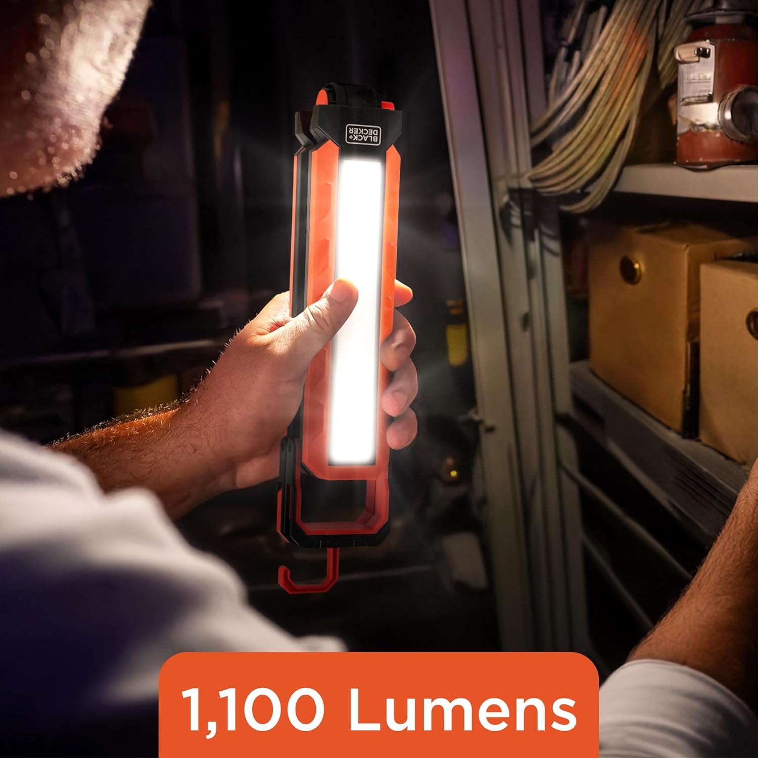 BLACK+DECKER LED Work Light hanging by its hook