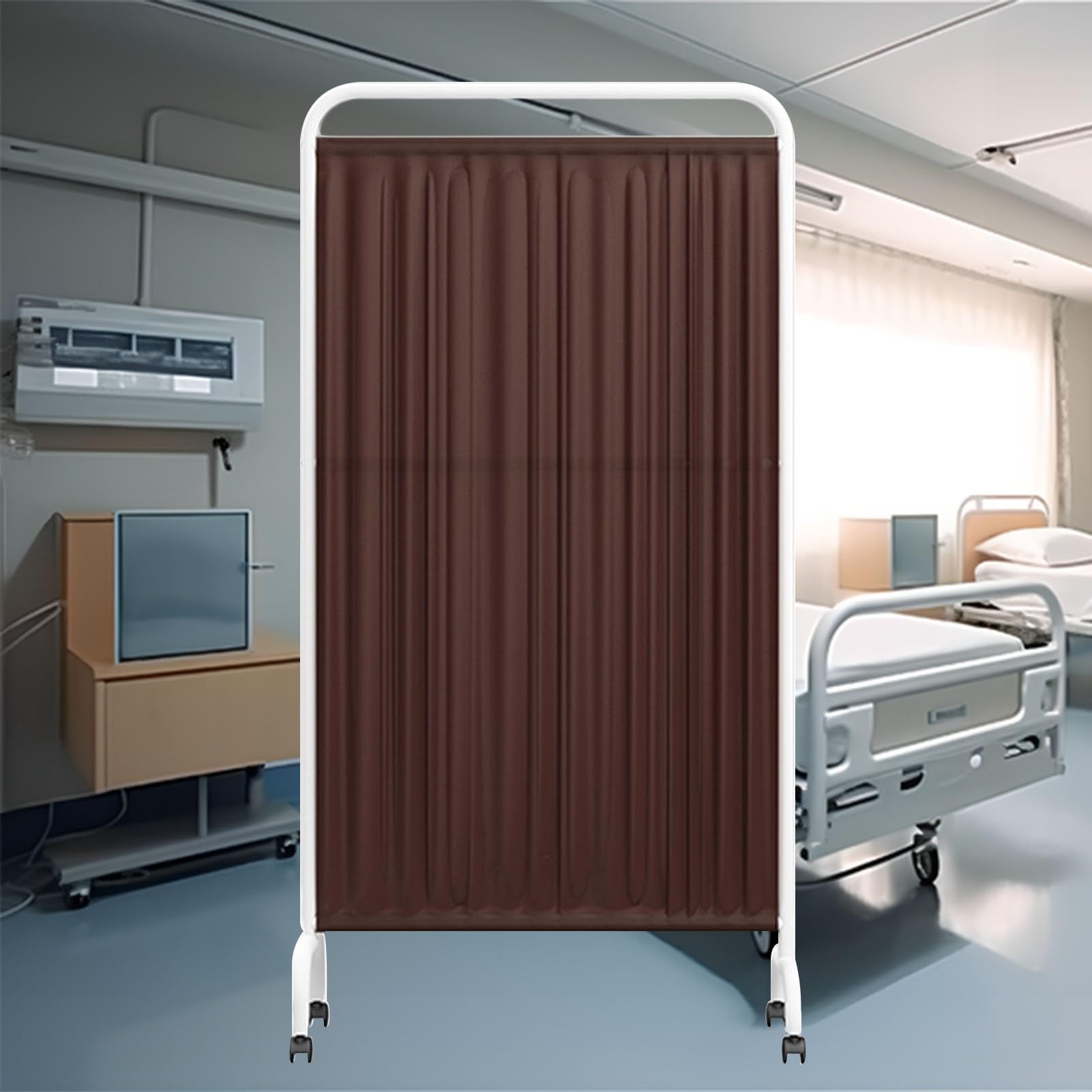 Paravent Médical À roulettes, Séparateur De Pièce Pliable, 1,80 M De Haut, Tissu en Nylon Amovible(Color-2,4-Panel)