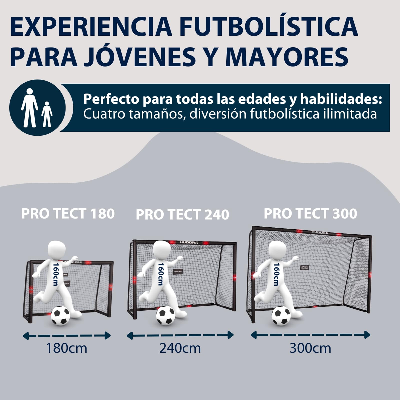HUDORA Portería de Fútbol Pro Tect - Portería acolchada con red para niños y adultos